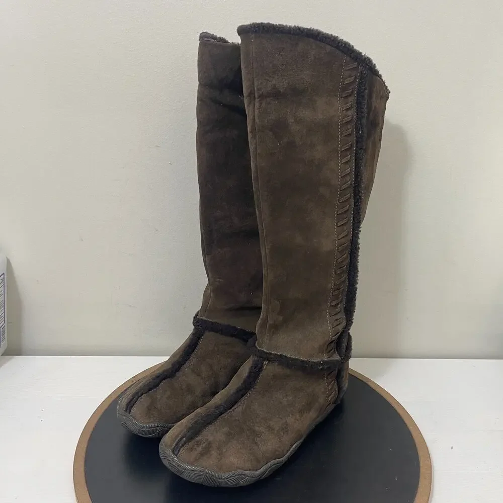 Patagonia Scamperdown Boots Women 9.5 Brown Suede Polartec‎ Thinsulate Warm